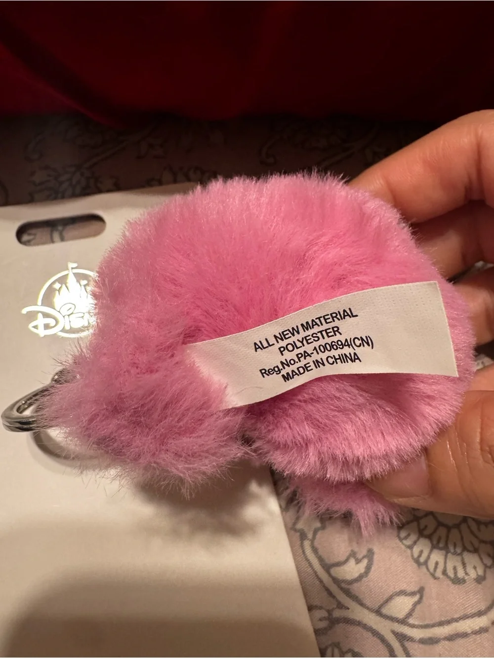 Disney Parks Pixar Toy Story Lotso Plush Pom Keychain Strawberry Charm NWT